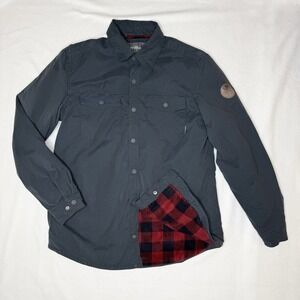 Eddie Bauer Voyager Fleece Lined Shirt Jacket Shacket Mens Medium Blue Gray